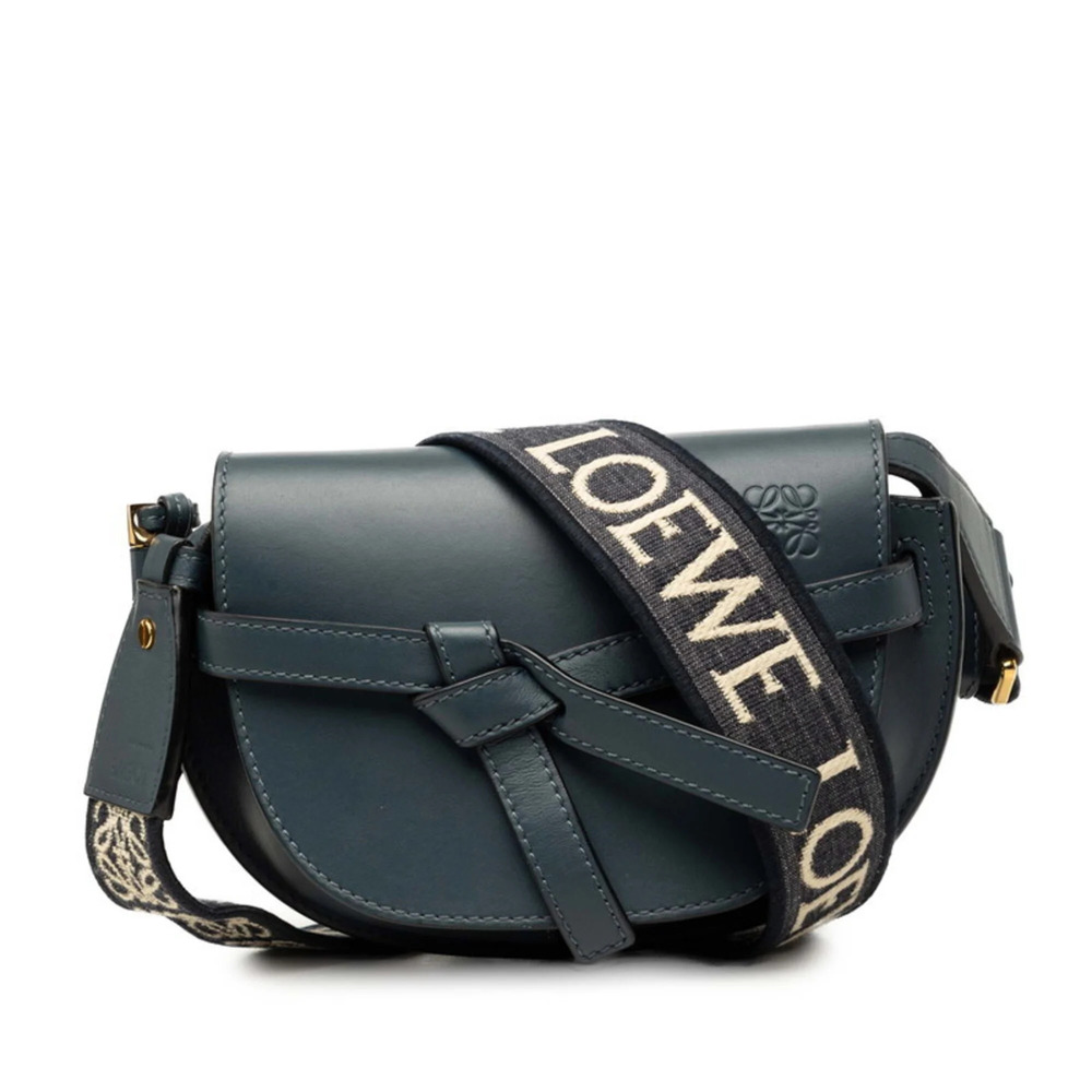 Loewe Anagram Gate Dual Mini Crossbody Shoulder Bag, Navy Leather, Women's